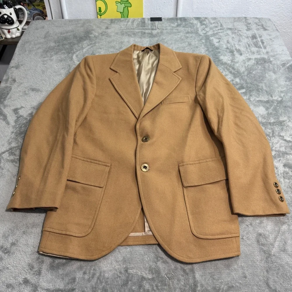 Vintage Derby of San Francisco 100% Pure Wool Blazer Camel Tan Sport Coat 38S